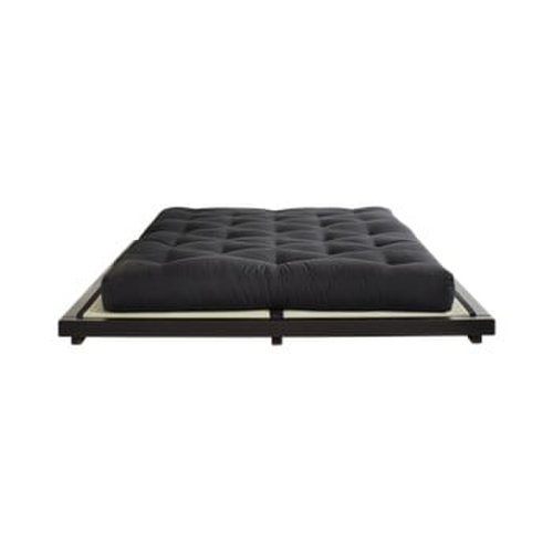 Pat dublu din lemn de pin cu saltea și tatami Karup Design Dock Comfort Mat Black/Black, 180 x 200 cm