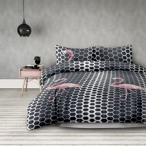 Set 2 lenjerii de pat din microfibră AmeliaHome Flamingo Dark, 155 x 220 cm