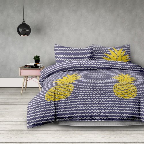 Set 2 lenjerii de pat din microfibră AmeliaHome Pineapple, 155 x 220 cm