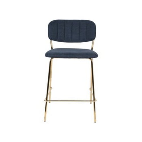 Set 2 scaune de bar cu picioare aurii White Label Jolien, înălțime 89 cm, albastru închis