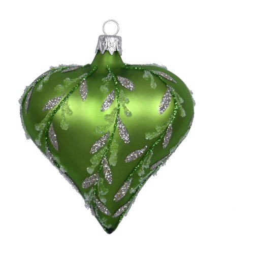 Set de 3 decorațiuni de Crăciun din sticlă Ego Dekor Heart, verde