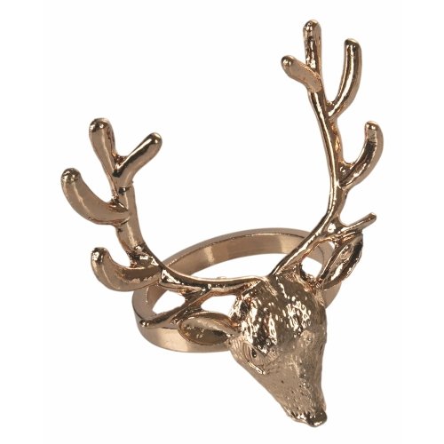 Set de 4 inele pentru șervețele din metal Villa d'Este Reindeer, auriu