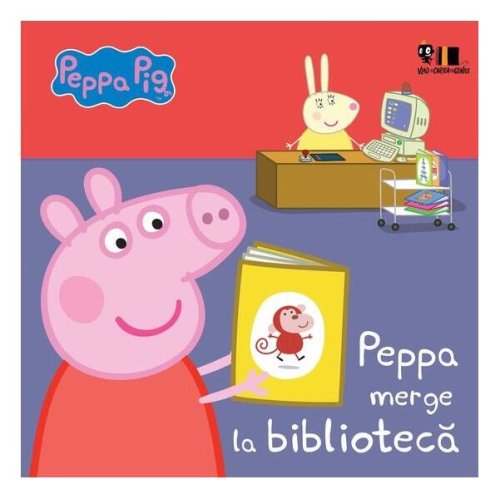Peppa Pig: Peppa merge la bibliotecă - Hardcover - Mark Baker, Neville Astley - Vlad și Cartea cu Genius