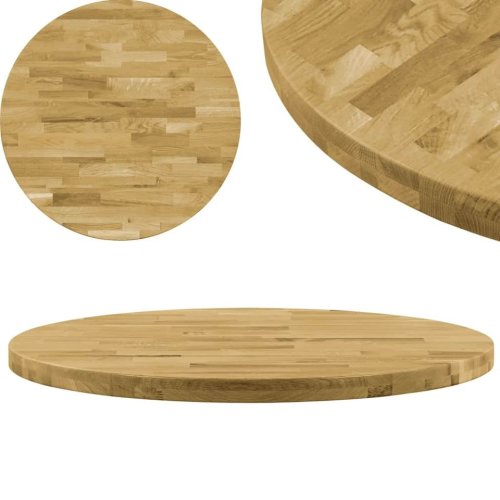 Blat de masă, lemn masiv de stejar, rotund, 44 mm, 500 mm