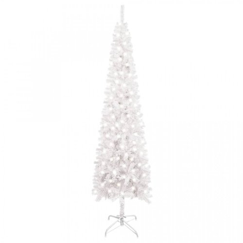 Brad de Crăciun subțire cu LED-uri, alb, 240 cm
