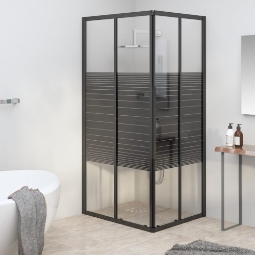 Cabină de duș cu dungi, negru, 80x70x180 cm, esg