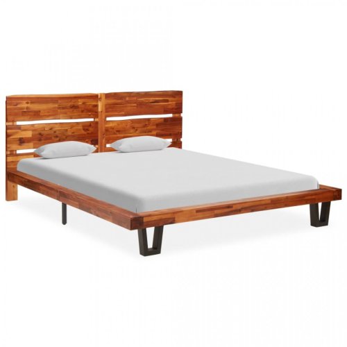 Cadru de pat margini naturale, 160 cm, lemn masiv de acacia