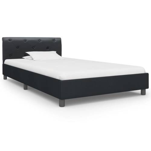 Cadru de pat, negru, 100 x 200 cm, piele ecologică