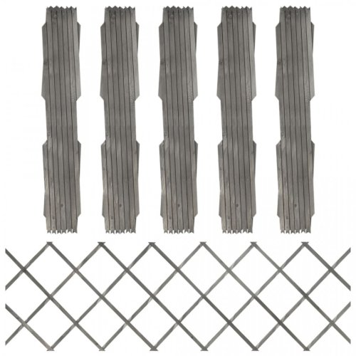 Garduri din spalier, 5 buc., gri, 180x60 cm, lemn masiv de brad