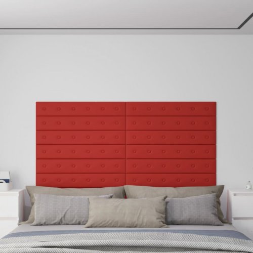 Panouri de perete 12 buc. roșu vin 90x15 cm piele eco 1,62 m²