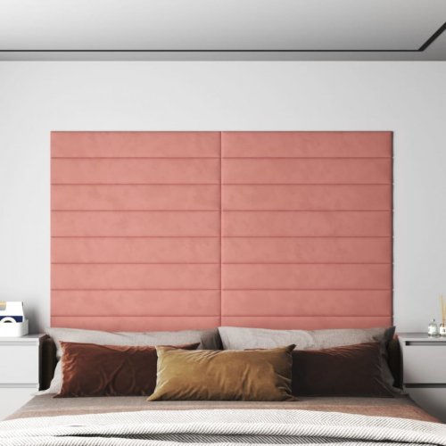 Panouri de perete 12 buc. roz 90x15 cm catifea 1,62 m²
