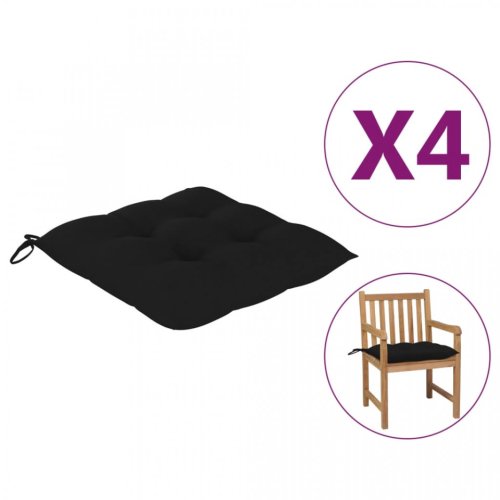 Perne de scaun, 4 buc., negru, 50x50x7 cm, textil