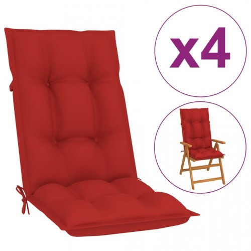 Perne pentru scaun de grădină, 4 buc., roșu, 120x50x7 cm