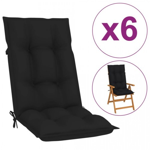 Perne pentru scaun de grădină, 6 buc., negru, 120x50x7 cm