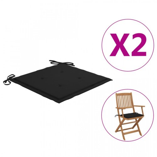 Perne scaun de grădină, 2 buc., negru, 40x40x4 cm, textil