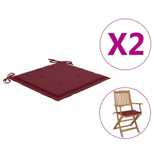 Perne scaun de grădină, 2 buc., roșu vin, 40x40x4 cm, textil