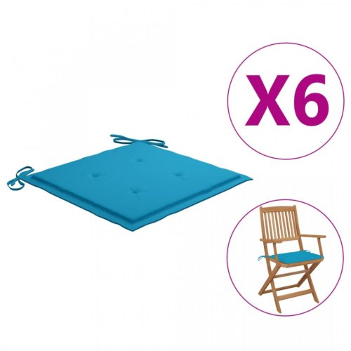 Perne scaun de grădină, 6 buc., albastru, 40x40x4 cm, textil