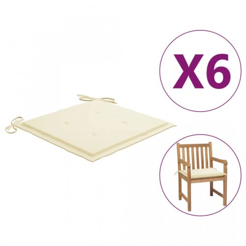 Perne scaun de grădină, 6 buc., crem, 50x50x4 cm, textil
