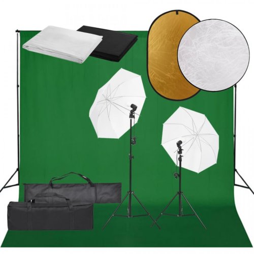 Set studio foto cu lampă, fundal și reflector