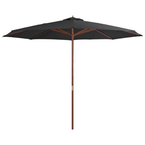 Umbrelă de soare de exterior, stâlp din lemn, antracit, 350 cm