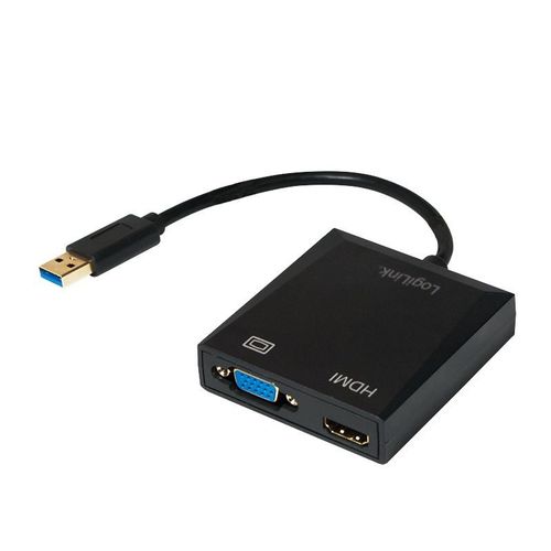 Adaptor LOGILINK UA0234, USB 3.0 - HDMI/VGA, 10cm, Full HD/60Hz (Negru)
