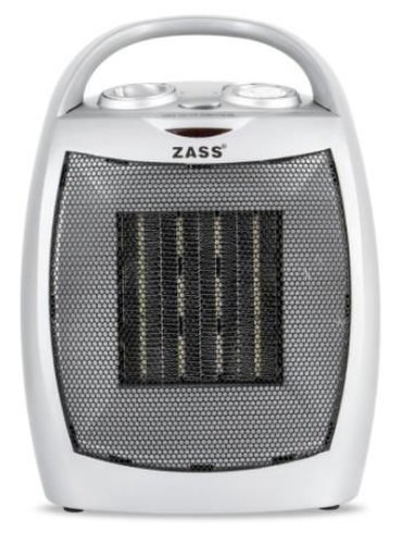 Aeroterma ceramica Zass ZCFH 02, 1500W, 2 trepte, termostat reglabil, element de incalzire PTC (Alb/Gri)