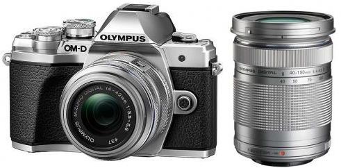 Aparat Foto Mirrorless Olympus E-M10 MARK III Pancake Double Zoom, 16.1 MP, Filmare 4K, WI-FI (Argintiu) + Obiectiv