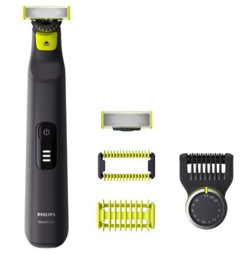 Aparat hibrid de barbierit si tuns barba Philips OneBlade Pro QP6541/15, Autonomie 90 min, Lama Inovatoare 360 cu 2 taisuri (Negru/Verde)