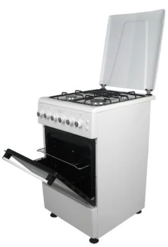 Aragaz Nuova Cucina FFG50/603G+1EL, 3 arzatoare gaz+1 electric, Cuptor gaz, Grill electric, Timer (Alb)
