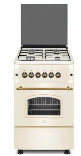 Aragaz Nuova Cucina Vintage, 4 arzatoare gaz, Cuptor gaz, Grill electric, Aprindere electrica (Crem)