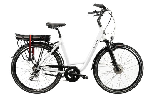 Bicicleta Electrica Devron 28220, M, Roti 28inch, Motor 250W, 7 Viteze, Frane V-Brake (Alb)