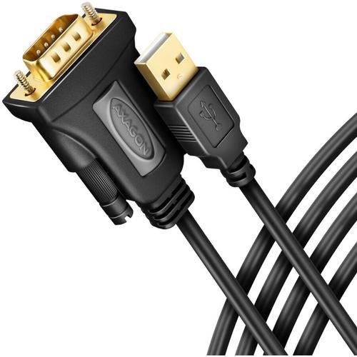 Cablu adaptor Axagon ADS-1PQN, USB - serial, RS-232, chipset FT232RL, 1.5m, negru