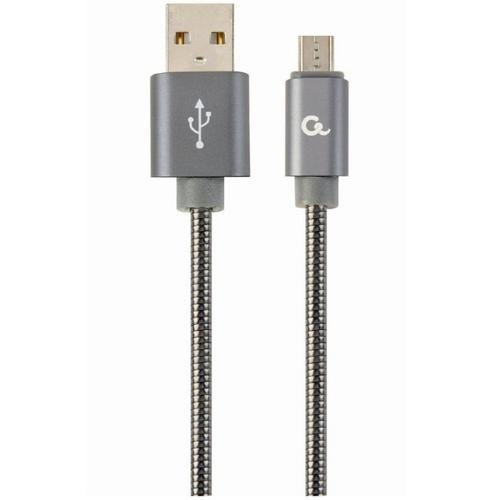 Cablu alimentare si date Gembird CC-USB2S-AMmBM-2M-BG, USB 2.0 (T) la Micro-USB 2.0 (T), 2m, Gri /Alb