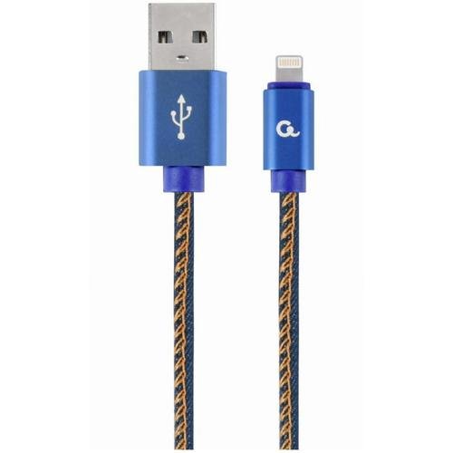 Cablu alimentare si date Gembird, USB 2.0 (T) la Lightning (T), 1m, conectori auriti, Negru cu insertii galbene CC-USB2J-AMLM-1M-BL