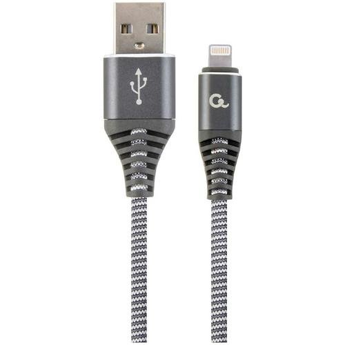 Cablu alimentare si date Gembird, USB 2.0 (T) la Lightning (T), 2m, Gri / Alb, CC-USB2B-AMLM-2M-WB2