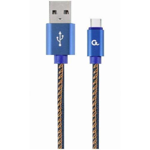 Cablu alimentare si date Gembird, USB 2.0 (T) la USB 2.0 Type-C (T), 1m, conectori auriti, Negru / Galben, CC-USB2J-AMCM-1M-BL
