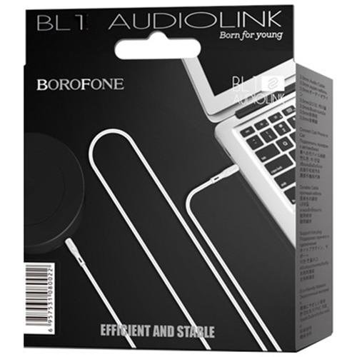 Cablu audio Borofone, BL1 Audiolink, Silicon, jack 3.5mm, 1m (Alb)