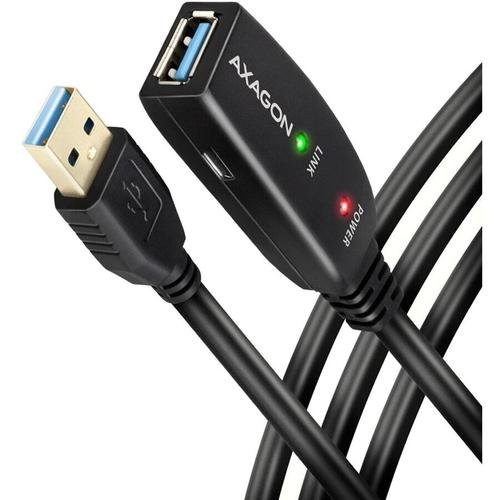 Cablu AXAGON ADR-305, USB 3.0, prelungitor 5m, activ, USB-A tata, USB-A mama (Negru)