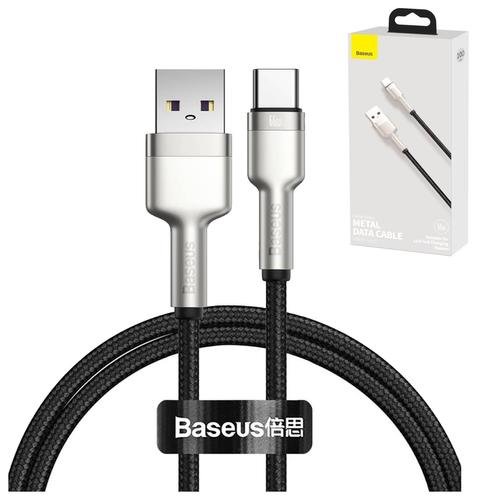 Cablu de date Baseus, USB - USB-C, 66W, 100 cm, Negru/Gri