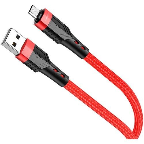 Cablu de Date Borofone BU35 Influence, USB la MicroUSB, 1.2m, 2.4A, Rosu