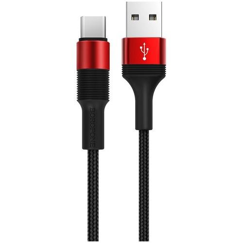 Cablu de Date Borofone BX21 Outstanding, USB la USB Type-C, 1m, 2.4A, Negru Rosu