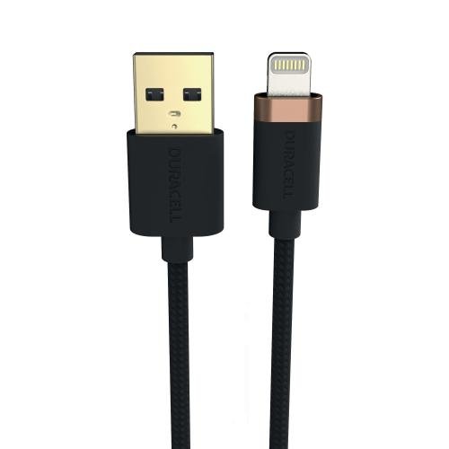 Cablu de date Duracell USB7022A, USB-A - Lightning, 5V/3A, 2m (Negru)