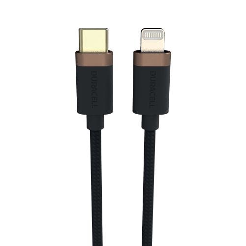 Cablu de date Duracell USB9012A, USB-C - Lightning, 1m (Negru) 