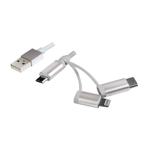 Cablu de date Logilink CU0126, USB, Micro-USB, Lightning, USB-C, 1m (Alb)