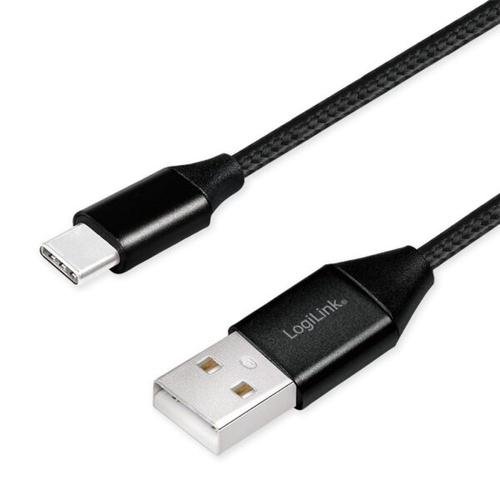 Cablu de date Logilink, CU0139, USB 2.0 (T) la USB 2.0 Type-C (T), 0.3m, Premium, Negru