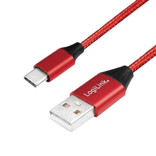 Cablu de date Logilink, CU0148, USB 2.0 (T) la USB 2.0 Type-C (T), 1m, Premium, Rosu