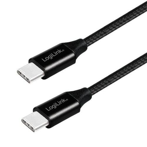Cablu de date Logilink, CU0153, USB 2.0, USB Type-C (T) la USB Type-C (T), 0.3m, Premium, Negru