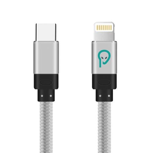 Cablu de date Spacer, USB Type-C (T) la iPhone Lightning (T), braided, retail pack, 1.8m, Argintiu