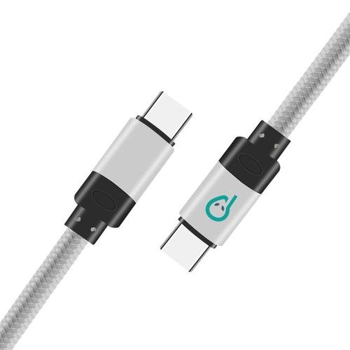 Cablu de date Spacer, USB Type-C (T) la USB Type-C(T), braided, retail pack, 1.8m, Argintiu