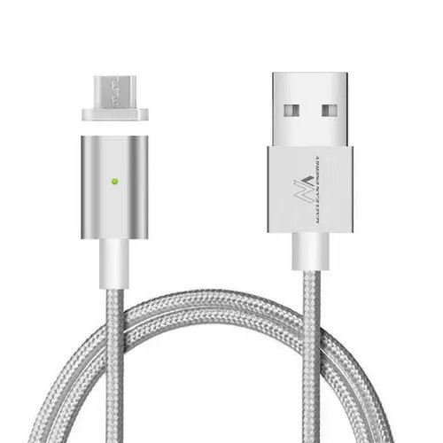 Cablu incarcare-sincronizare Maclean MCE160 Metal magnetic data cable 1m micro USB Quick & Fast Charge silver